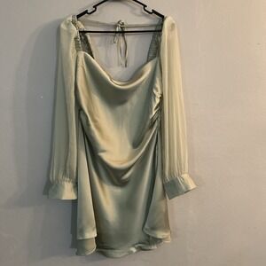 We Wore What Women's Size 14 Sage Green Satin Mini Dress